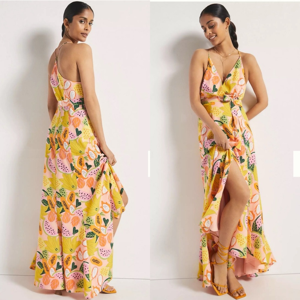 Hutch Yellow and Pink High Low Dress